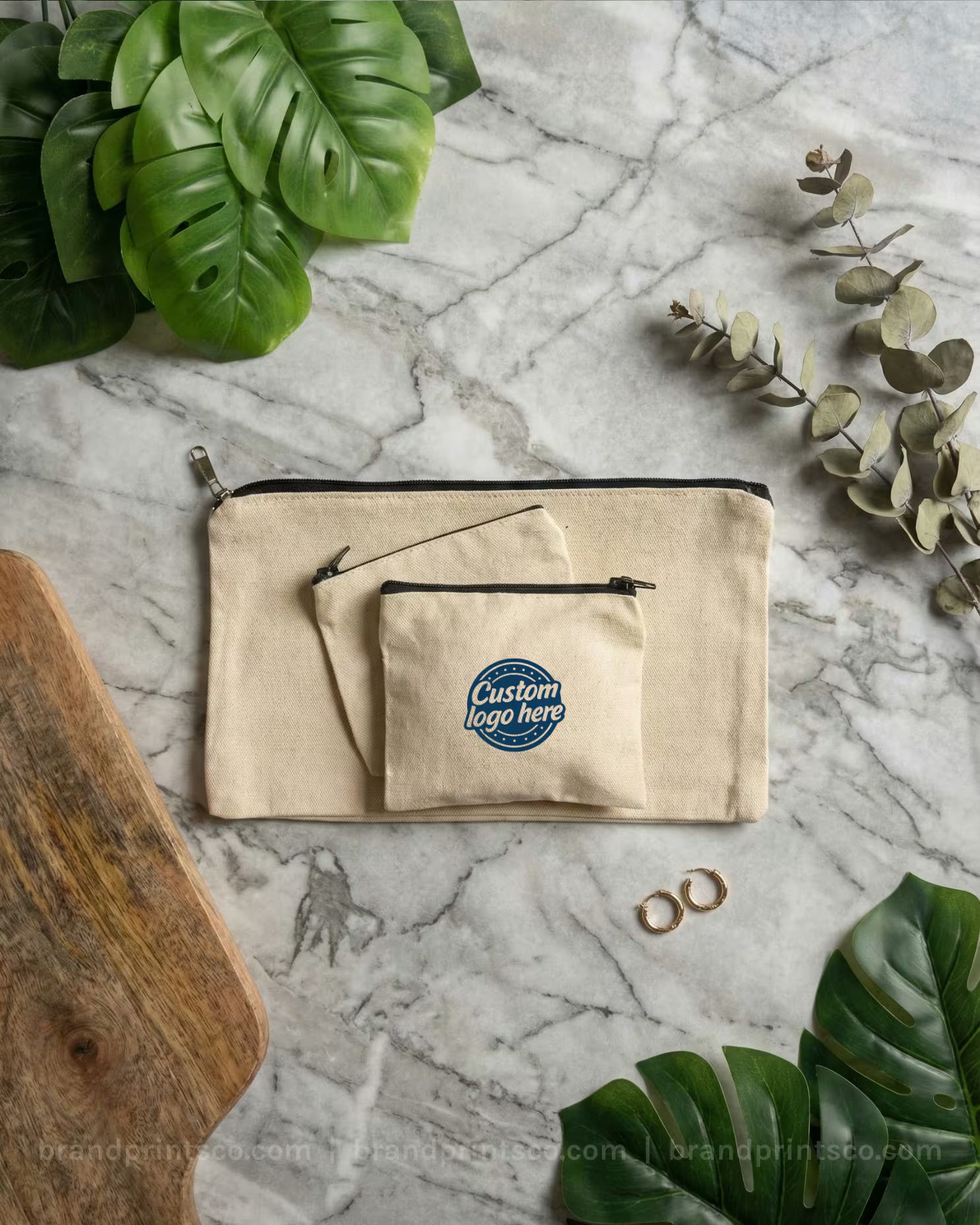 Custom Cotton Zipper Pouches – MOQ 50 | Multi-Color Print