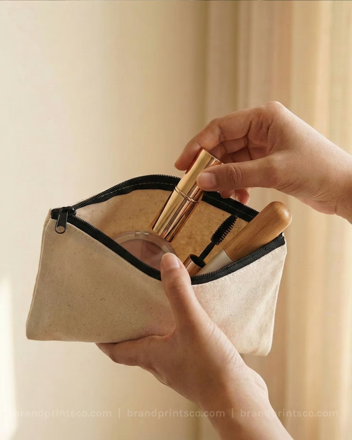 Custom Cotton Zipper Pouches – MOQ 50 | Multi-Color Print