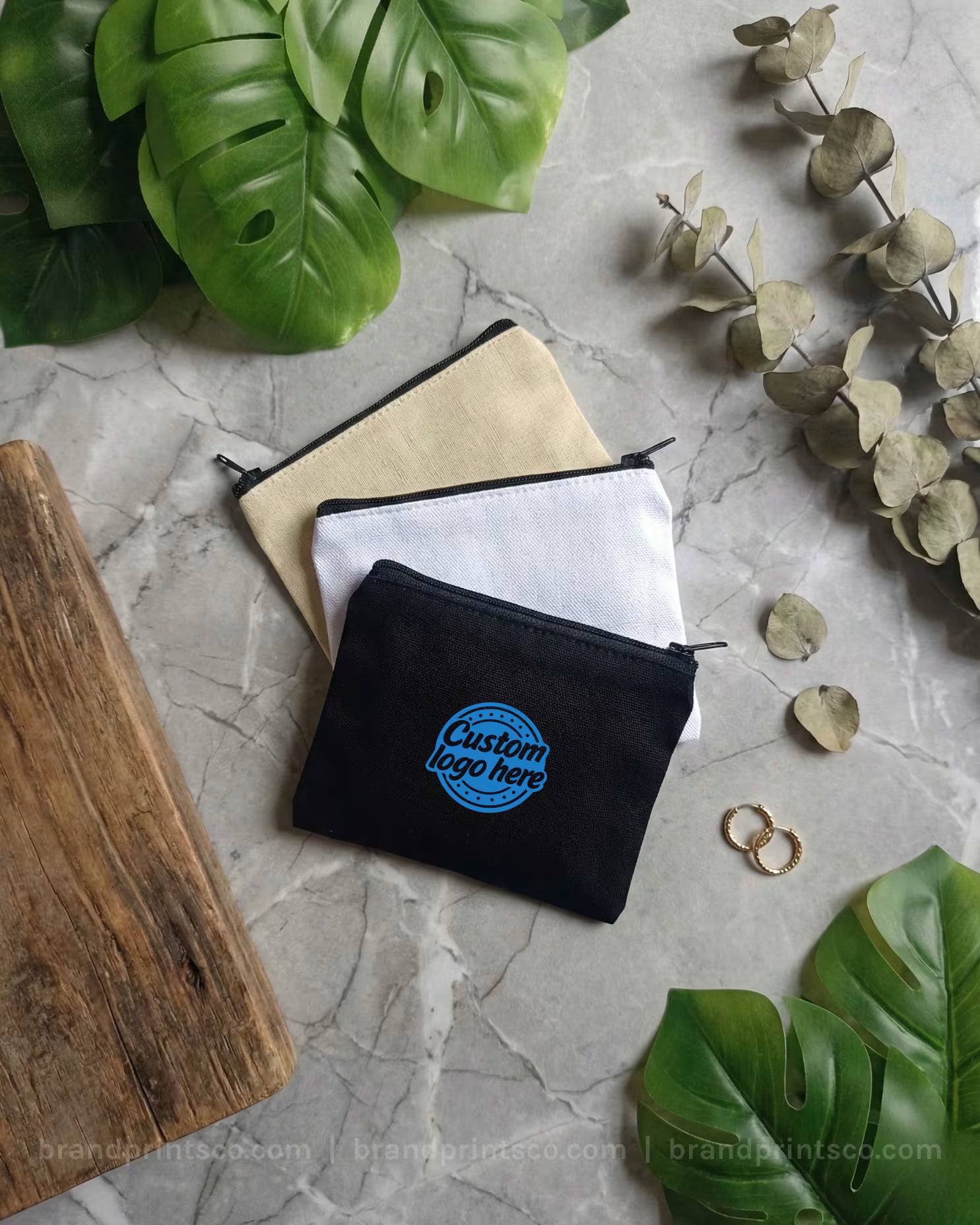 Custom Cotton Zipper Pouches – MOQ 50 | Multi-Color Print
