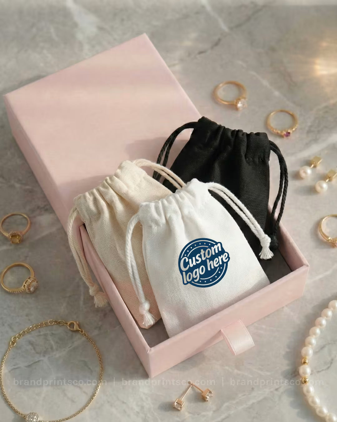 Custom Cotton Drawstring Pouches