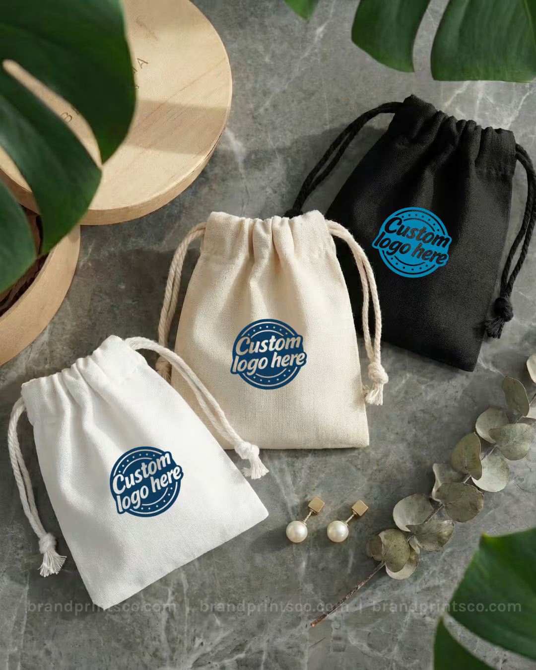 Custom Cotton Drawstring Pouches - Personalized Printed Fabric Bags for ...
